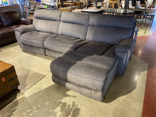 3 Piece Fabric Chaise Sectional with Power Recliner and Power Headrest
