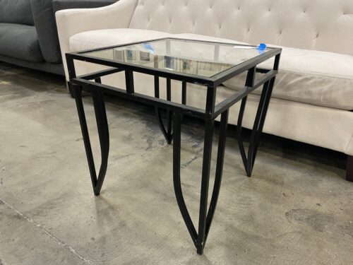 Glass and Metal End Table with Tapered Legs