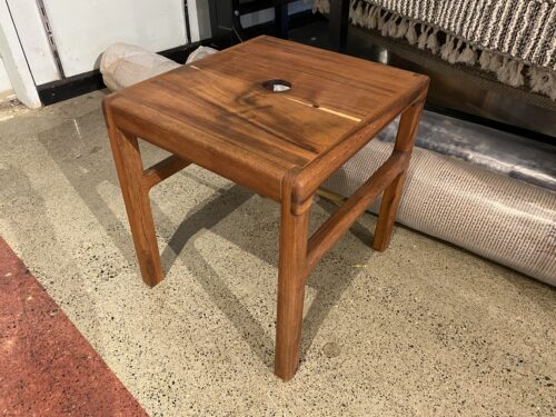 Smooth Teak Side Table with Center Hole