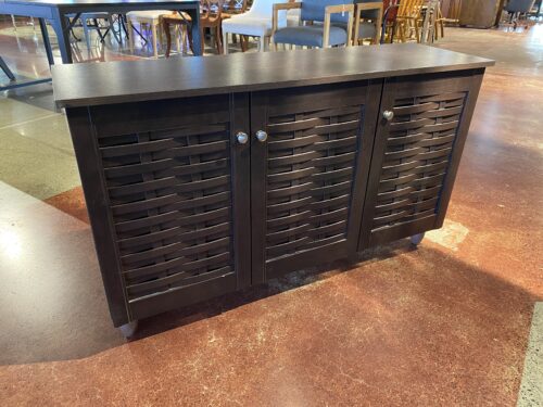 Winda Modern 3 Door Dark Brown Wooden Storage Cabinet