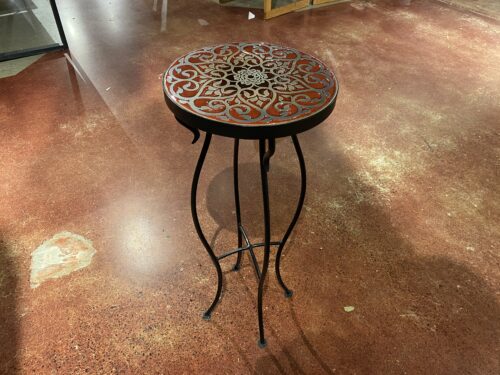 PIER 1 Red Ceramic Tile Plant Stand with Metal Legs