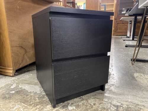 Black Modern 2-Drawer Nightstand