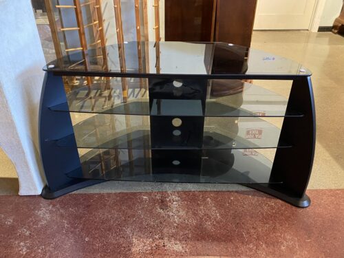 Black Tempered Glass TV/Media Stand