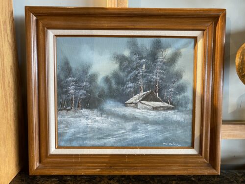 Snowy Barn Original Oil Painting