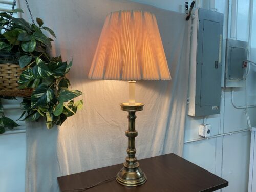 STIFFEL Vintage Brass Table Lamp w/ Gathered Shade