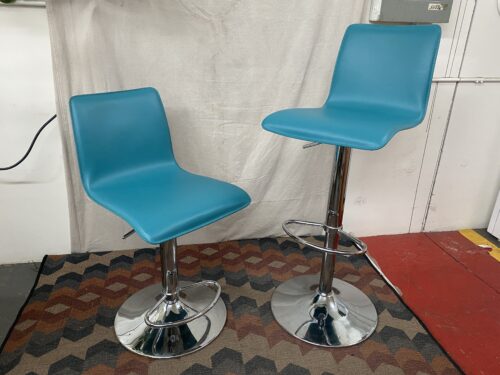 ITALIAN DESIGN Teal Adjustable Swivel Barstools (Set of 2)