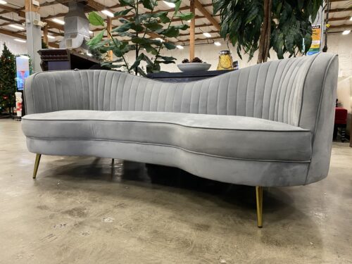 WILLA ARLO INTERIORS Westerham 84" Round Arm Sofa in Grey Velvet