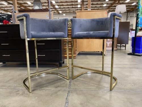 ALL MODERN Vinnie Gold and Grey Barstool (Set of 2)