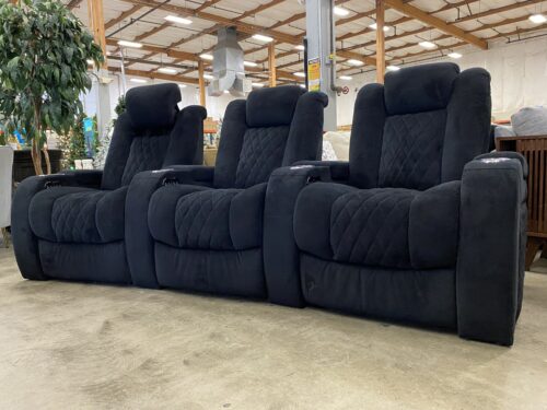 SEATCRAFT Quilted Black Velvet Reclining Home Theatre System
