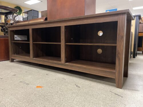 WALKER EDISON Walnut TV Stand w/ Adjustable Shelves