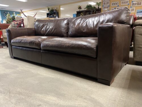 CRATE & BARREL Dark Brown Leather Sofa