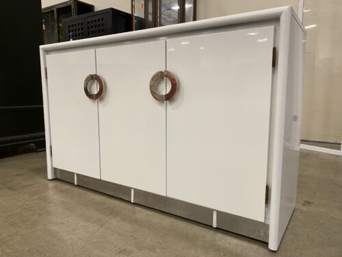 Modern White Sideboard with Silver Circular Handles