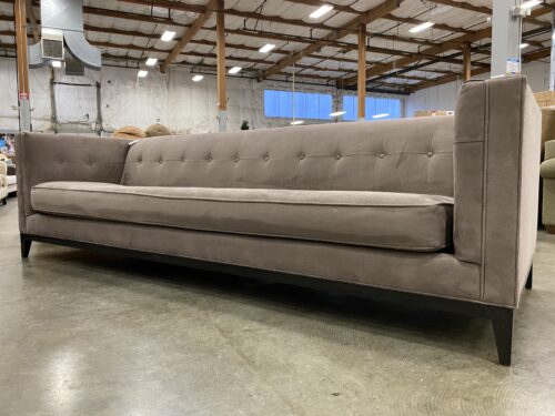 Grey Minimalist Tufted Sofa with Single Cushion