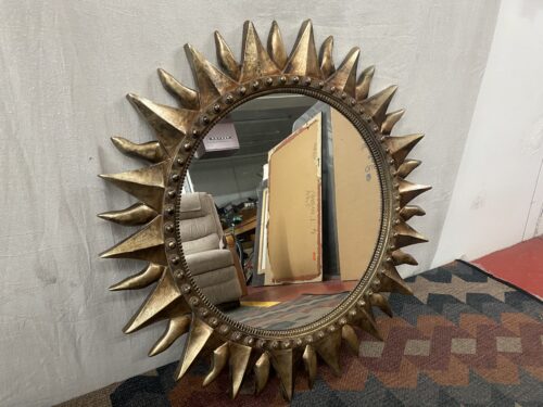Weathered Golden Sun Hanging Wall Mirror
