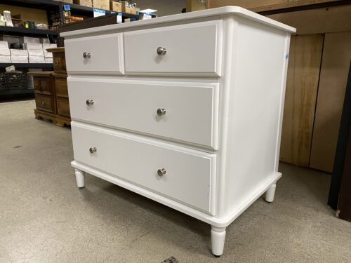 White 5-Drawer Dresser w/ Silver Pull Knobs