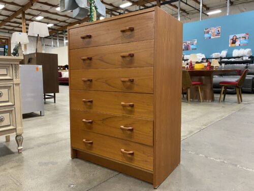 Vintage Mid-Century Modern Petite Danish Teak 6 Drawer Dresser