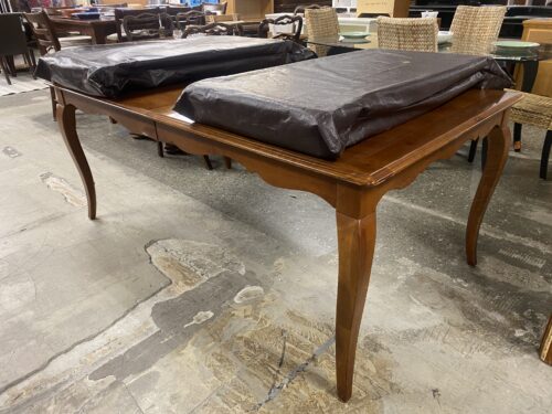 Extendable Planked Wooden Dining Table w/ 2 Leaves