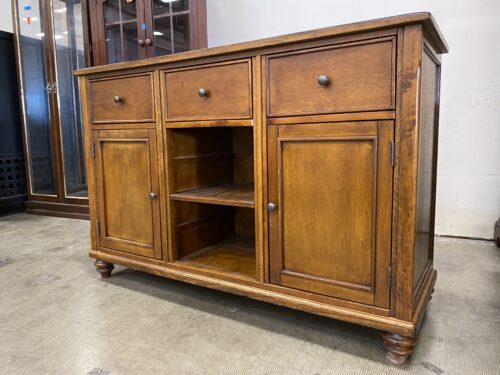 Wood Wine and Buffet Cabinet with Bun Feet