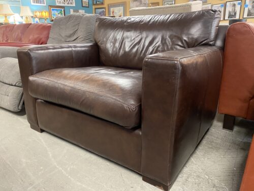 CRATE & BARREL Dark Brown Leather Armchair