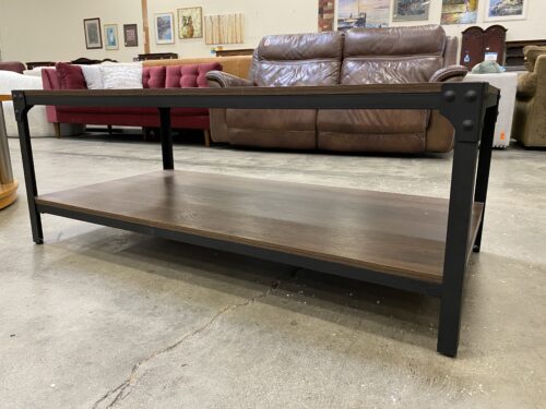 2 Tier Coffee Table with Black Metal Frame