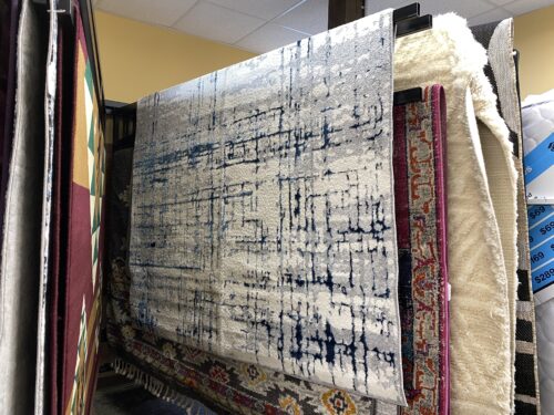 White, Blue & Grey 7.5'x9' Area Rug