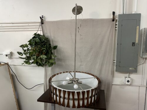 Modern Wood Rimmed Pendant Light