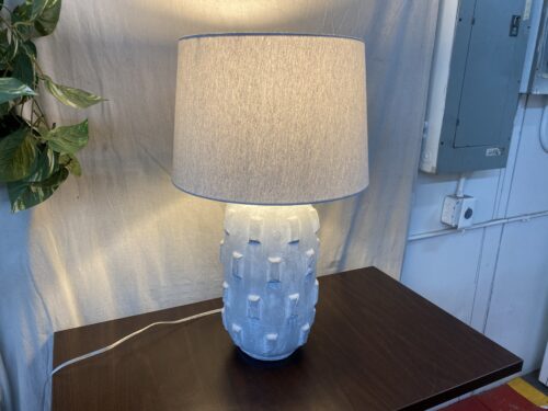 Weathered White Table Lamp w/ Ivory Shade