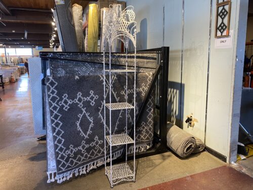 Towering Antiqued White Metal Display Shelf