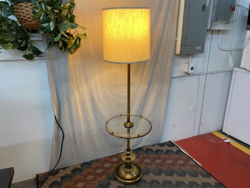 Vintage Brass & Glass Side Table Lamp