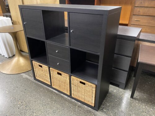 Chocolate 9-Cube Shelving w/ 2-Drawers & 2 Doors