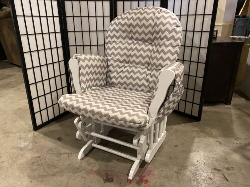 White Nursery Glide Rocker w/ Zigzag Cushion