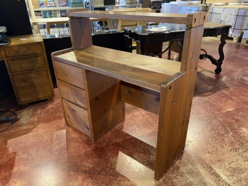 Rustic Three Drawer Desk with Second Level Shelf