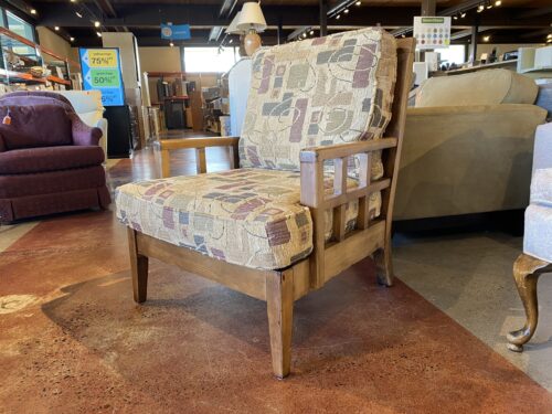 Wood Frame Chair with a Retro Pattern Upholstery