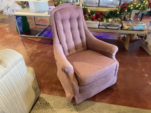 Slim Back Swivel Rocking Chair in Lavender Tweed