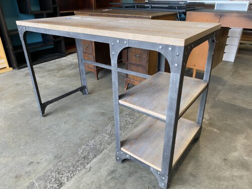 Industrial Weathered Oak 2 Shelf Desk
