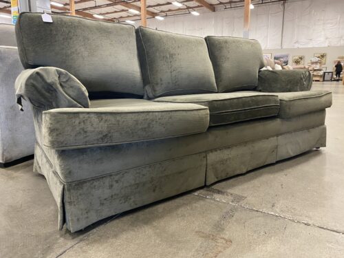 THOMASVILLE Sage Green Velvet Skirted Sofa