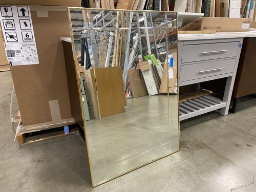 WINDSOR ART  Beveled Border Mirror with Golden Frame