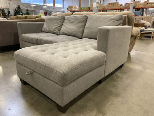 WORLD MARKET  Trudeau Sectional in Grey Micro Herringbone Tweed with Storage Chaise