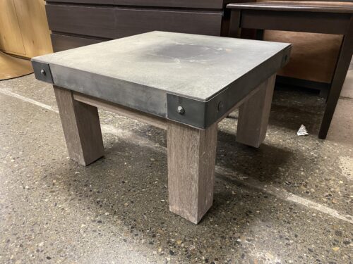 RESTORATION HARDWARE Custom Concrete Top w/ Wood Base Side Table