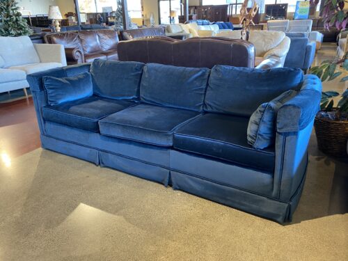 Deep Blue Velvet Three Seater Couch