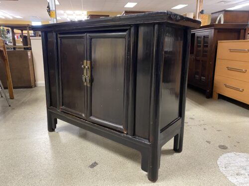 Vintage Black Lacquer Chinese Cabinet