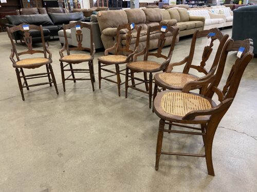 Vintage Mahogany Dining Chairs Rattan Seats  (Set of 6)