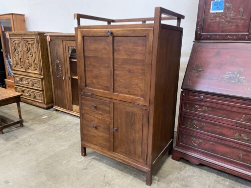 Wood Armoire with Top Rails & Bottom Opening Cabinet