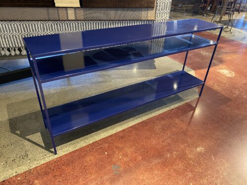 60" Wide 3 Tier Metal Console Table in Mykonos Blue