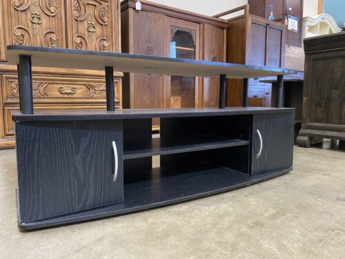 Black 2 Door TV Stand with Silver Handles