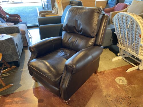 Deep Brown Leather Push Back Reclining Chair