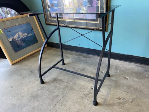 Black Metal Desk with Black Glass Top