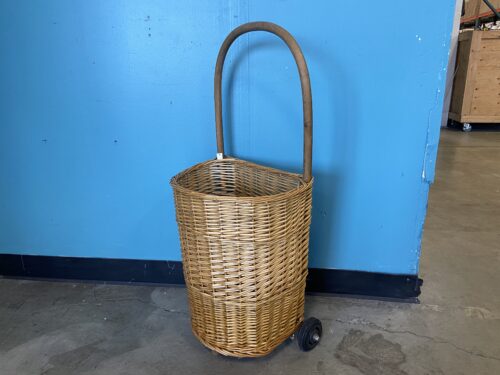 CRATE AND BARREL  Wicker Basket Rolling Cart