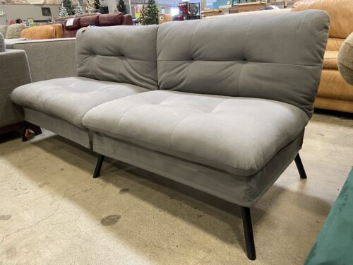 Grey Plush Futon Sofa Bed