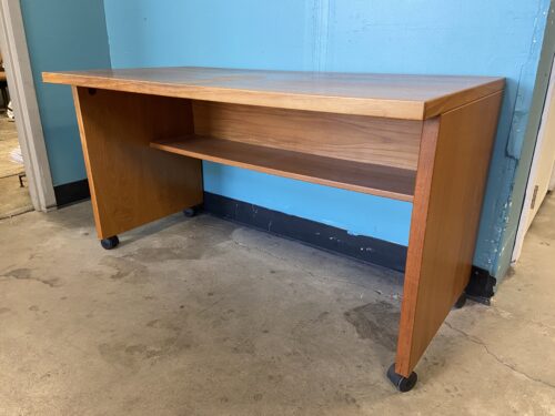 Teak Rolling Office Desk